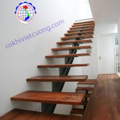 cầu thang xương cá mặt bậc gỗ