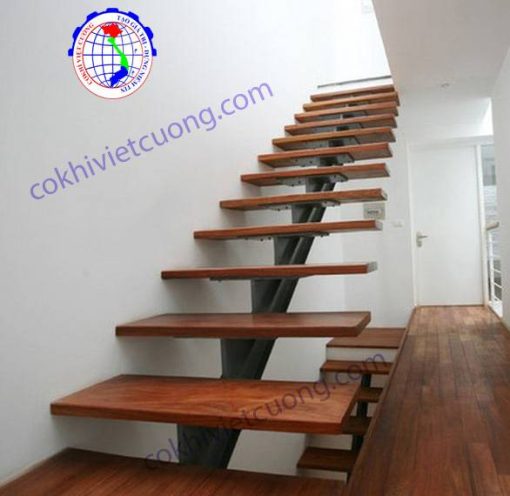 cầu thang xương cá mặt bậc gỗ