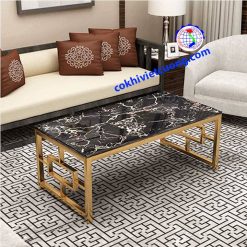 bàn trà inox mạ vàng