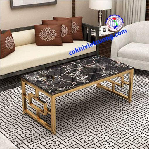 bàn trà inox mạ vàng