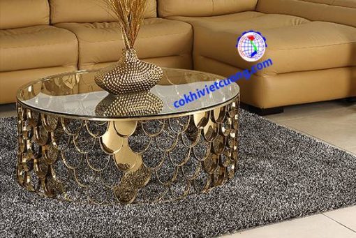 Bàn trà inox mạ vàng - Ảnh 19