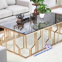 bàn trà inox mạ vàng