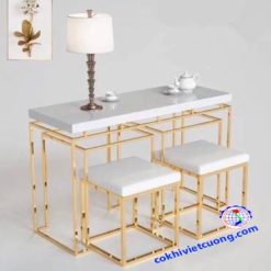 bàn trà inox mạ vàng