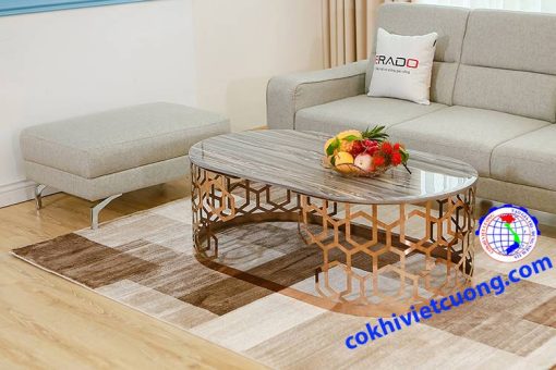 Bàn trà inox mạ vàng - Ảnh 16