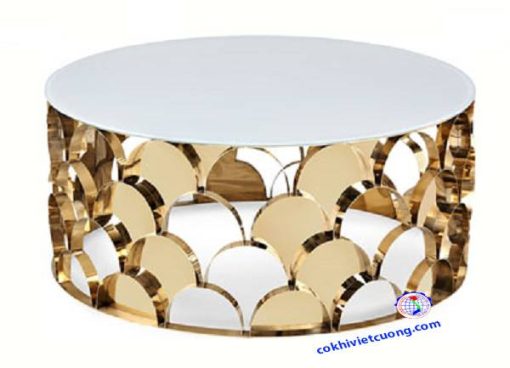 Bàn trà inox mạ vàng