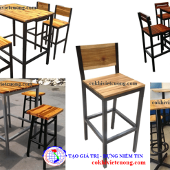 bàn ghế gỗ chân sắt quán ăn đẹp