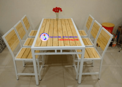 Bàn ghế gỗ chân sắt quán ăn - Ảnh 5