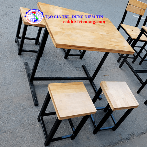 Bàn ghế gỗ chân sắt quán ăn - Ảnh 4