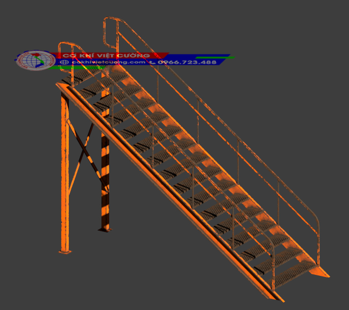 Chi tiết mẫu thang sắt lên mái M01