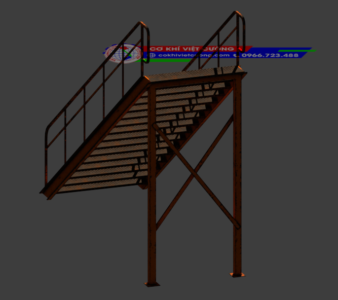 Thiết cầu thang lên mái M01 hình chiếu 2