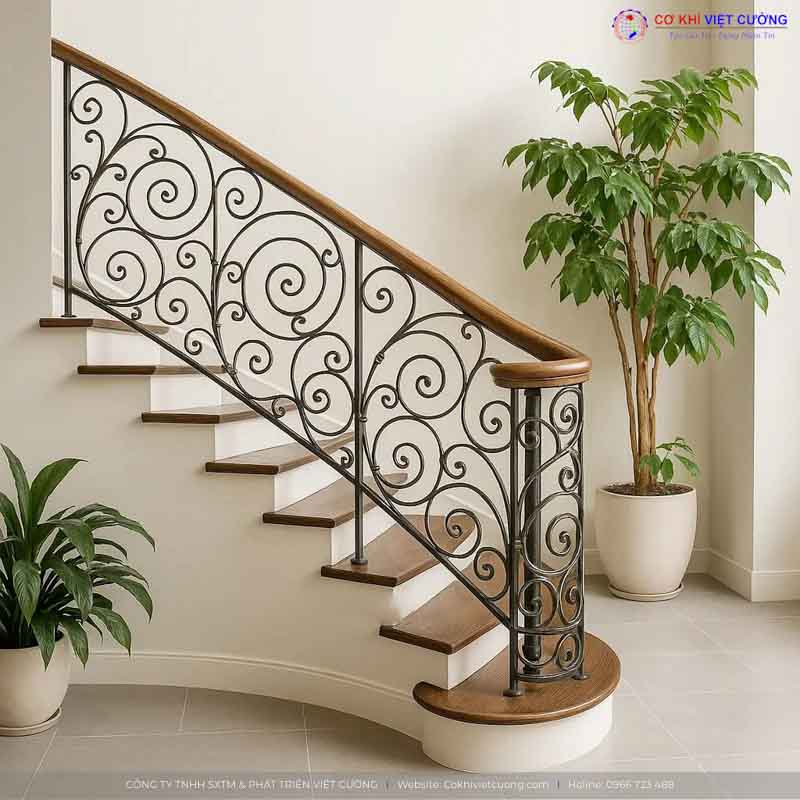Mẫu thiết kế cầu thang sắt nghệ thuật đẹp