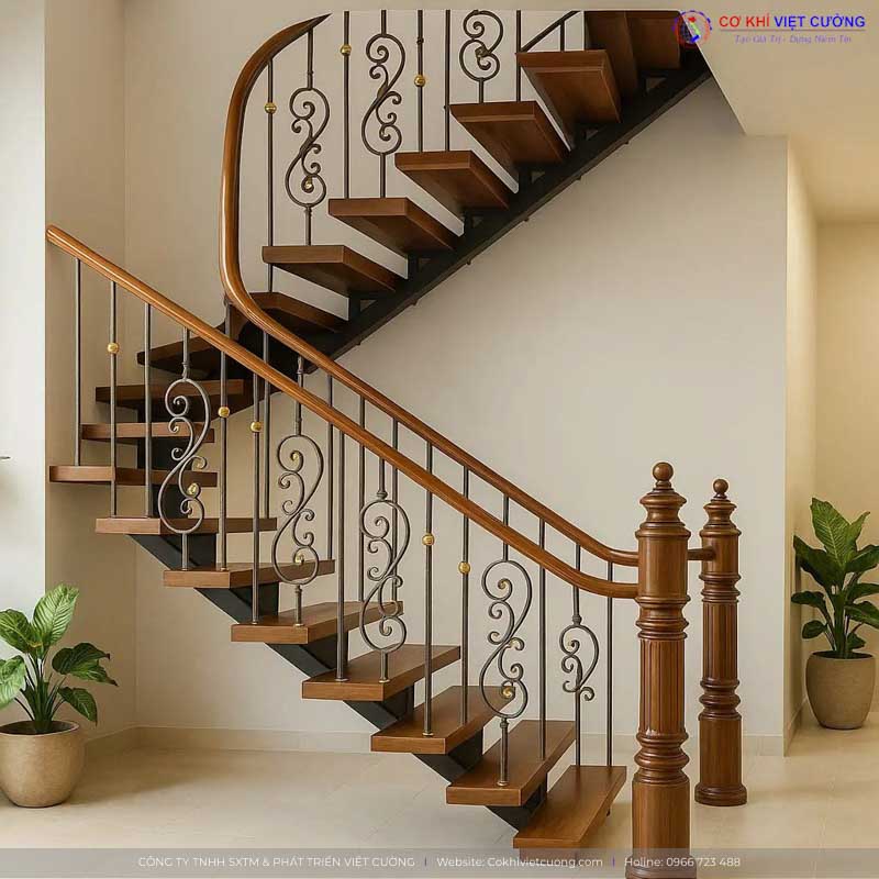 Mẫu thiết kế cầu thang sắt nghệ thuật đẹp