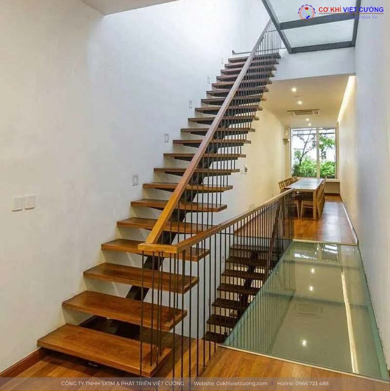 Hạng mục cầu thang xương cá thi công bởi Cơ khí Việt Cường