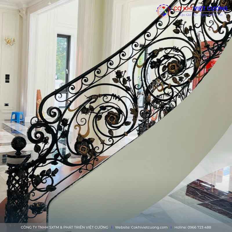 Mẫu lan can sắt nghệ thuật đẹp cho cầu thang