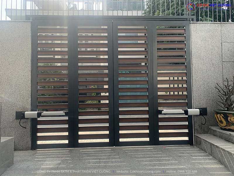 Mẫu cửa cổng sắt tự động 4 cánh đẹp