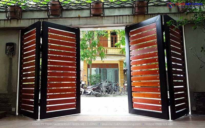 Mẫu cửa cổng sắt tự động 4 cánh đẹp