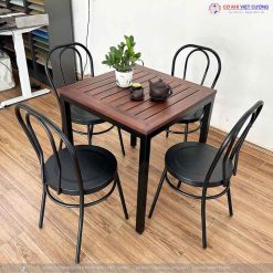 Bộ bàn ghế gỗ khung sắt Cơ khí Việt Cường